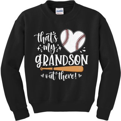 That's My Grandson Out There Baseball Grandma Mother's Day Kids Sweatshirt