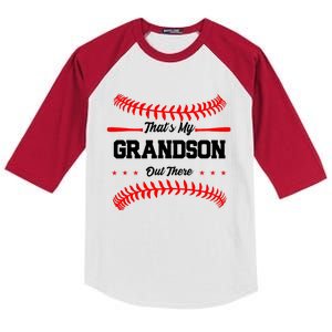 ThatS My Grandson Out There Wo Baseball Grandma Kids Colorblock Raglan Jersey