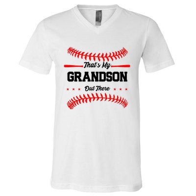 ThatS My Grandson Out There Wo Baseball Grandma V-Neck T-Shirt