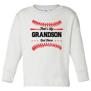 ThatS My Grandson Out There Wo Baseball Grandma Toddler Long Sleeve Shirt