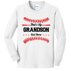 ThatS My Grandson Out There Wo Baseball Grandma Kids Long Sleeve Shirt