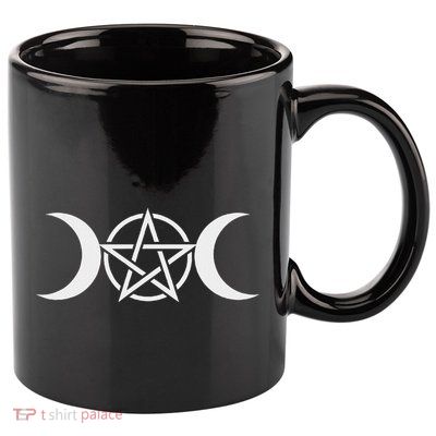 Triple Moon Goddess Pentacle Pagan Wiccan 11oz C Handle Ceramic Mug