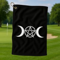 Triple Moon Goddess Pentacle Pagan Wiccan Golf Towel