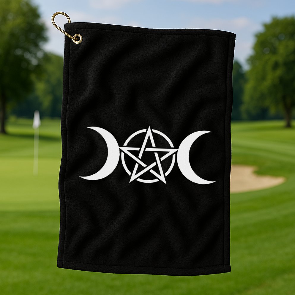 Triple Moon Goddess Pentacle Pagan Wiccan Golf Towel