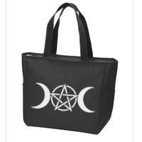 Triple Moon Goddess Pentacle Pagan Wiccan Zip Tote Bag