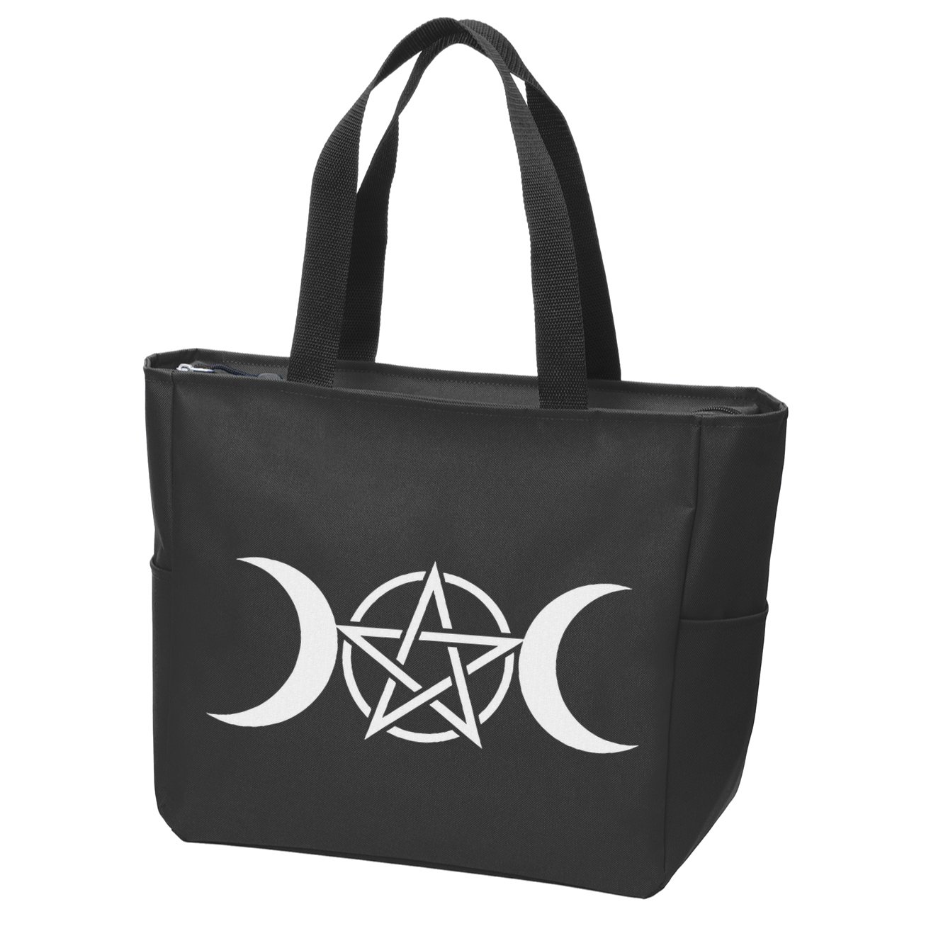 Triple Moon Goddess Pentacle Pagan Wiccan Zip Tote Bag