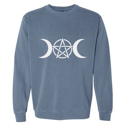 Triple Moon Goddess Pentacle Pagan Wiccan Garment-Dyed Sweatshirt