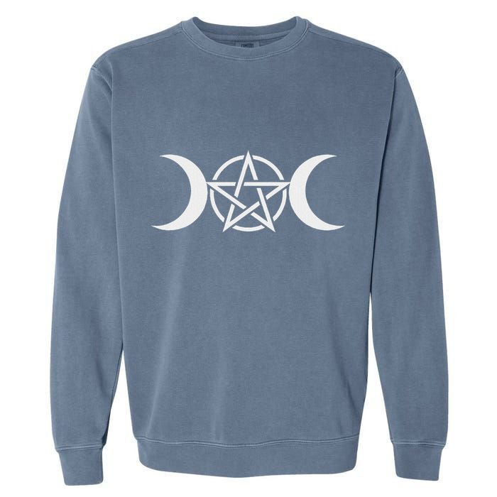 Triple Moon Goddess Pentacle Pagan Wiccan Garment-Dyed Sweatshirt