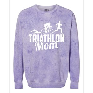 Triathlon Mom Gift Cycling Running Swimming Triathlete Meaningful Gift Colorblast Crewneck Sweatshirt