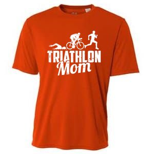 Triathlon Mom Gift Cycling Running Swimming Triathlete Meaningful Gift Cooling Performance Crew T-Shirt