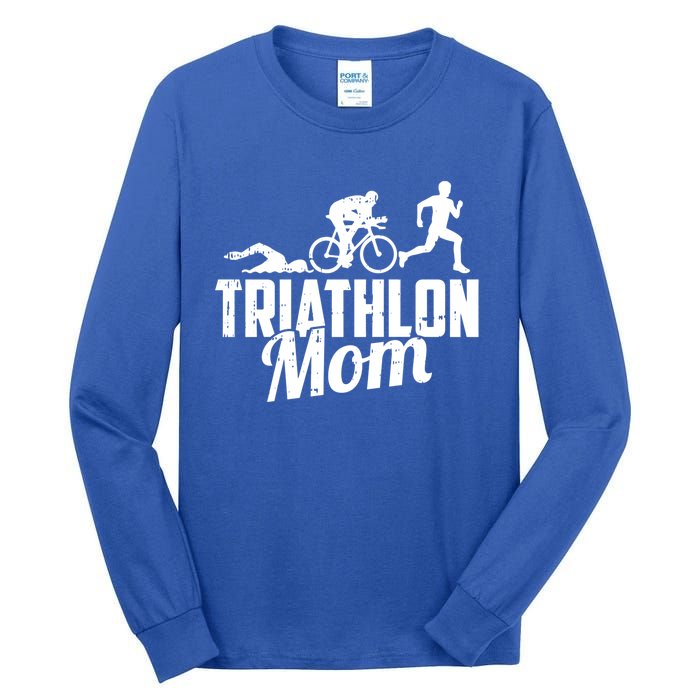 Triathlon Mom Gift Cycling Running Swimming Triathlete Meaningful Gift Tall Long Sleeve T-Shirt