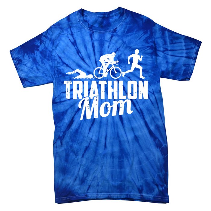 Triathlon Mom Gift Cycling Running Swimming Triathlete Meaningful Gift Tie-Dye T-Shirt