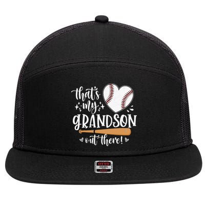 That's My Grandson Out There Baseball Grandma Mother's Day 7 Panel Mesh Trucker Snapback Hat
