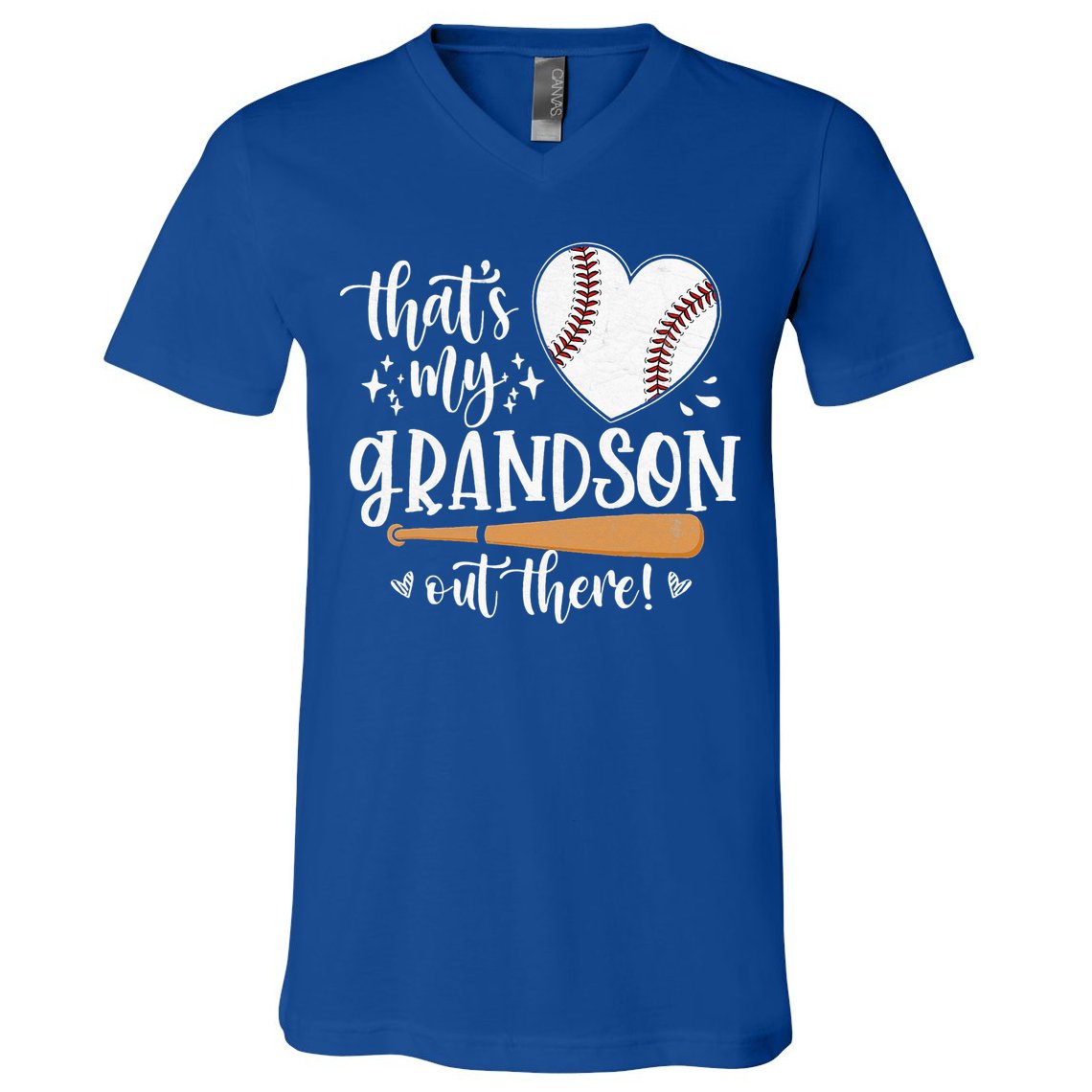 That's My Grandson Out There Baseball Grandma Mother's Day V-Neck T-Shirt