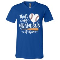 That's My Grandson Out There Baseball Grandma Mother's Day V-Neck T-Shirt