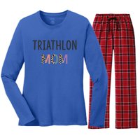 Triathlon Mom Gift Triathlete Gift Funny Triathlon Gift Women's Long Sleeve Flannel Pajama Set 