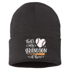 That's My Grandson Out There Baseball Grandma Mother's Day Sustainable Knit Beanie