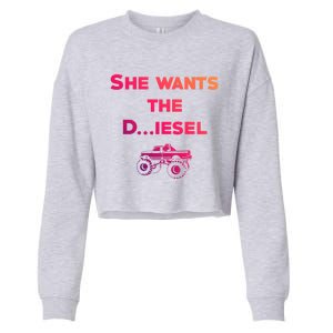 Truck Meme Gift She Wants The D Dick Diesel Truck Cool Gift Great Gift Cropped Pullover Crew