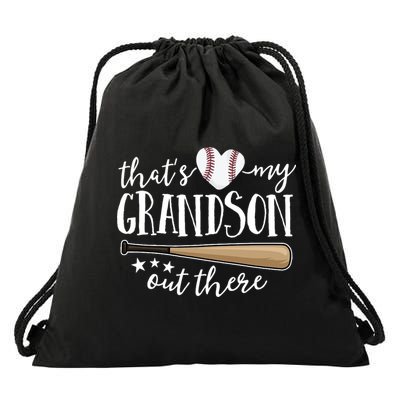 That's My Grandson Out There Baseball Drawstring Bag