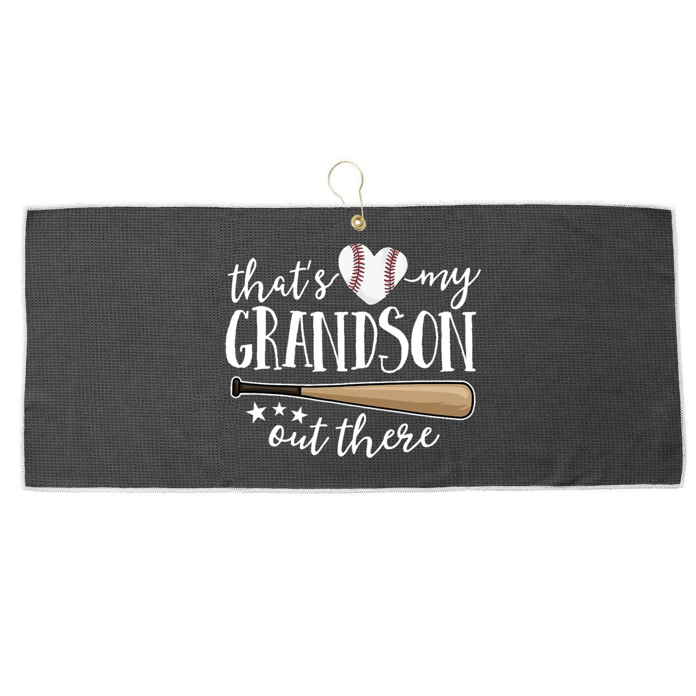 That's My Grandson Out There Baseball Large Microfiber Waffle Golf Towel