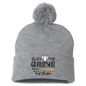 That's My Grandson Out There Baseball Pom Pom 12in Knit Beanie