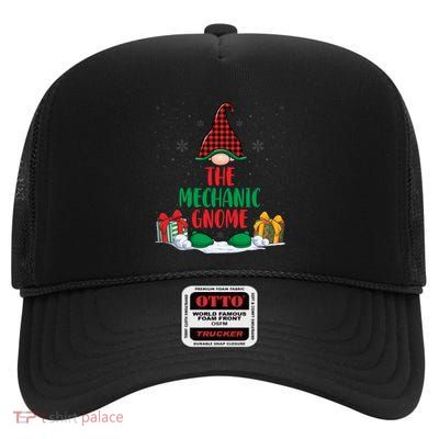 The Mechanic Gnome Xmas Holiday Auto Repairman Christmas High Crown Mesh Back Trucker Hat