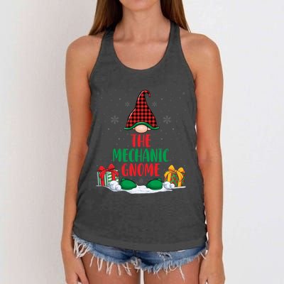 The Mechanic Gnome Xmas Holiday Auto Repairman Christmas Women's Knotted Racerback Tank