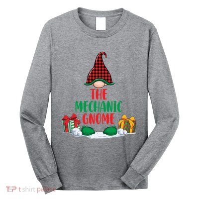 The Mechanic Gnome Xmas Holiday Auto Repairman Christmas Long Sleeve Shirt