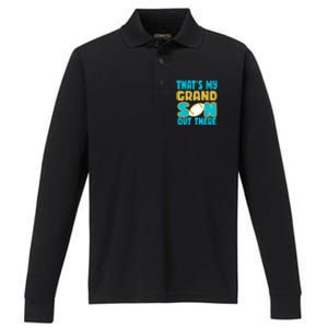 That's My Grandson Out There Football Performance Long Sleeve Polo