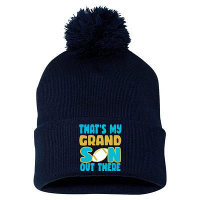 That's My Grandson Out There Football Pom Pom 12in Knit Beanie