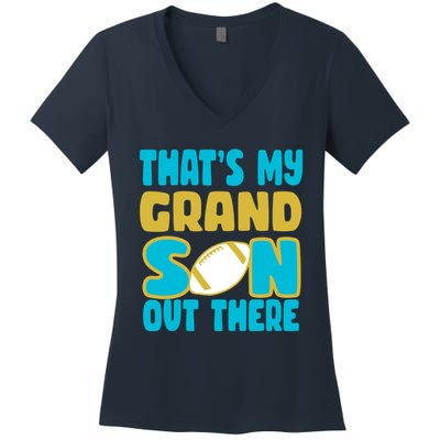 That's My Grandson Out There Football Women's V-Neck T-Shirt