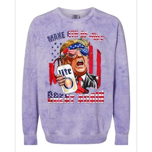 Trump Make Great Again Drinking Beer Colorblast Crewneck Sweatshirt