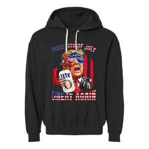 Trump Make Great Again Drinking Beer Garment-Dyed Fleece Hoodie