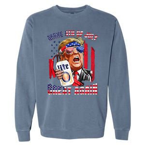 Trump Make Great Again Drinking Beer Garment-Dyed Sweatshirt