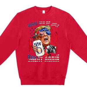 Trump Make Great Again Drinking Beer Premium Crewneck Sweatshirt