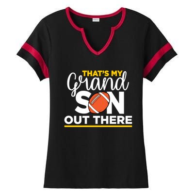 That's My Grandson Out There Football Grandma Ladies Halftime Notch Neck Tee