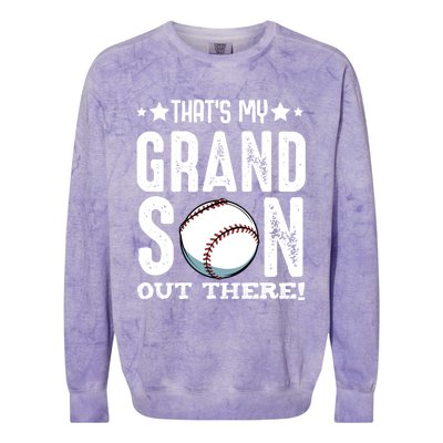 That's My Grandson Out There Baseball Family Grandparents Gift Colorblast Crewneck Sweatshirt