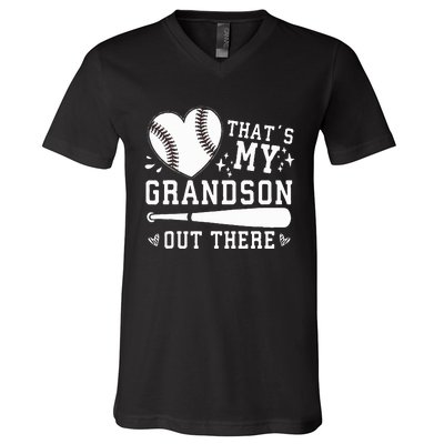 ThatS My Grandson Out There Baseball Grandma MotherS Day V-Neck T-Shirt