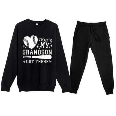 ThatS My Grandson Out There Baseball Grandma MotherS Day Premium Crewneck Sweatsuit Set