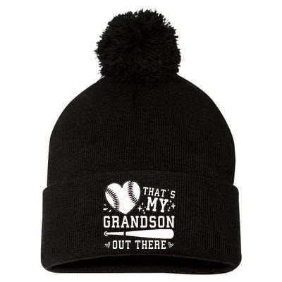 ThatS My Grandson Out There Baseball Grandma MotherS Day Pom Pom 12in Knit Beanie