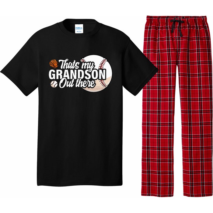 ThatS My Grandson Out There Baseball Grandpa Grandma Pajama Set