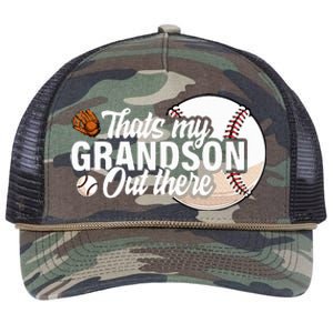 ThatS My Grandson Out There Baseball Grandpa Grandma Retro Rope Trucker Hat Cap