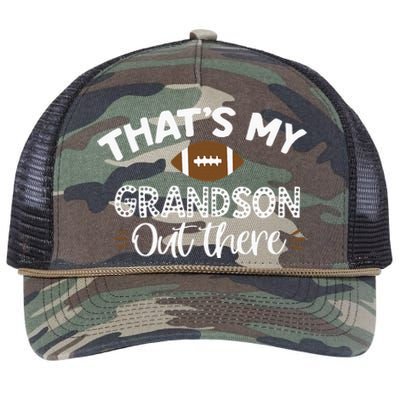 Thats My Grandson Out There Funny Football Grandma Retro Rope Trucker Hat Cap