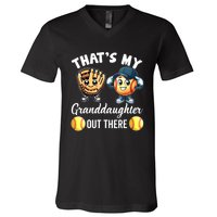 ThatS My Granddaughter Out There Softball Grandpa Grandma V-Neck T-Shirt