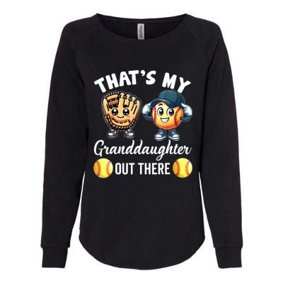 ThatS My Granddaughter Out There Softball Grandpa Grandma Womens California Wash Sweatshirt