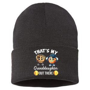 ThatS My Granddaughter Out There Softball Grandpa Grandma Sustainable Knit Beanie