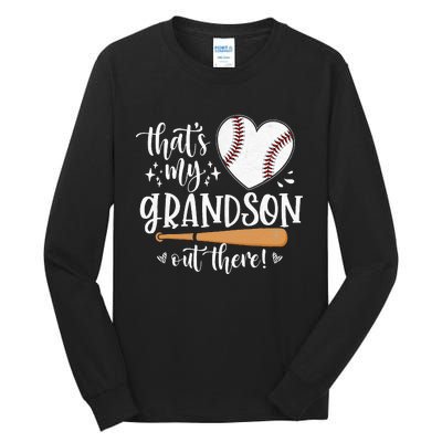 That's My Grandson Out There Baseball Grandma Mother's Day Tall Long Sleeve T-Shirt