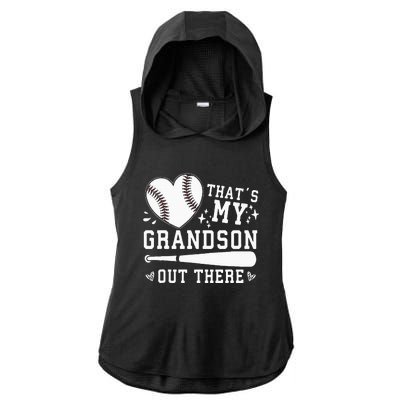 Thats My Grandson Out There Baseball Grandma Ladies PosiCharge Tri-Blend Wicking Draft Hoodie Tank