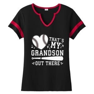 Thats My Grandson Out There Baseball Grandma Ladies Halftime Notch Neck Tee