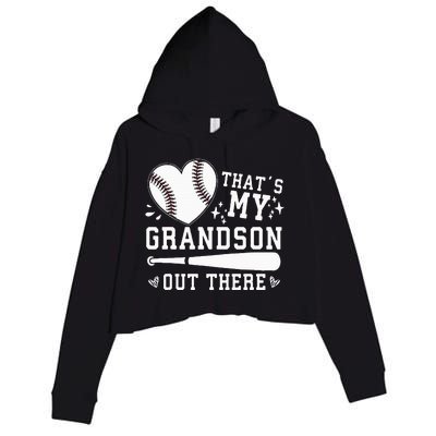 Thats My Grandson Out There Baseball Grandma Crop Fleece Hoodie